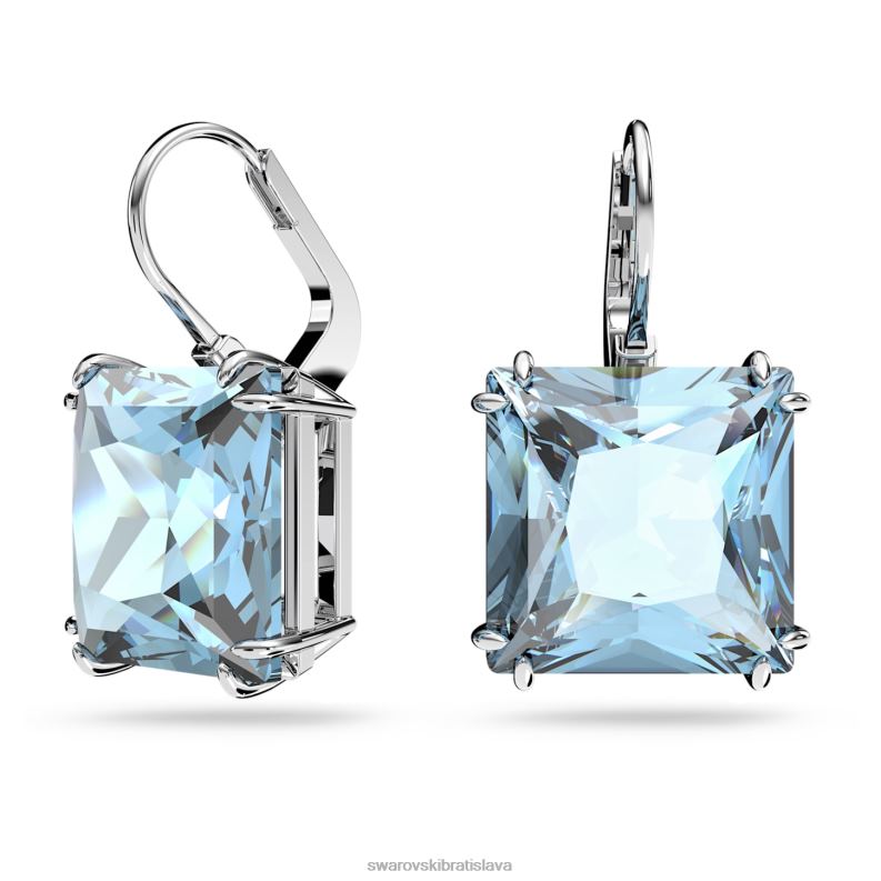 visiace náušnice tisícročia štvorcový rez, modrá, rhodiovaná B8ZNT804 Swarovski šperky