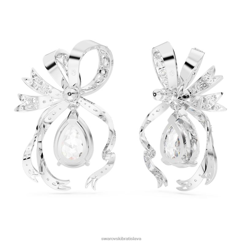 voltové náušnice hruškový výbrus, mašľa, biely, rhodiovaný B8ZNT793 Swarovski šperky