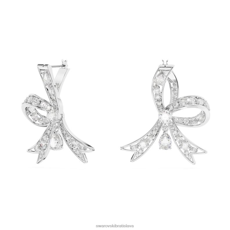 voltové náušnice mašlička, biela, rhodiovaná B8ZNT709 Swarovski šperky