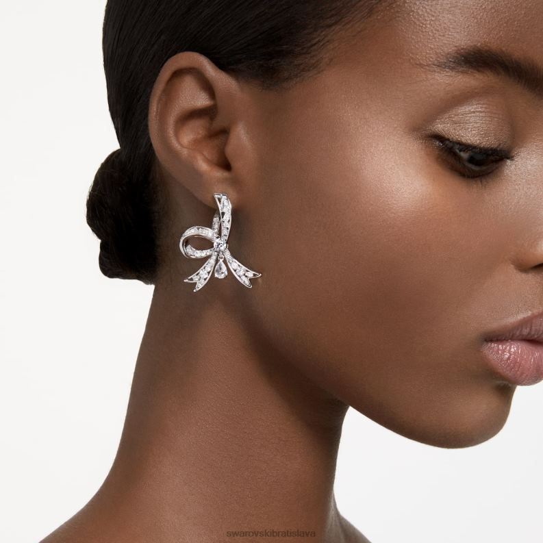 voltové náušnice mašlička, biela, rhodiovaná B8ZNT709 Swarovski šperky