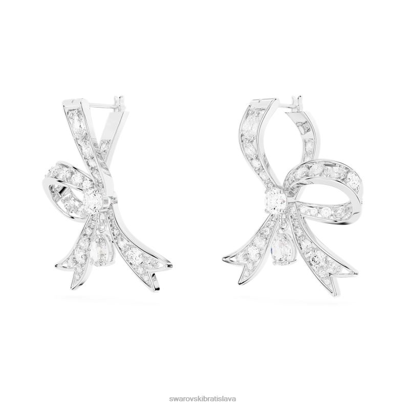 voltové náušnice mašlička, biela, rhodiovaná B8ZNT709 Swarovski šperky