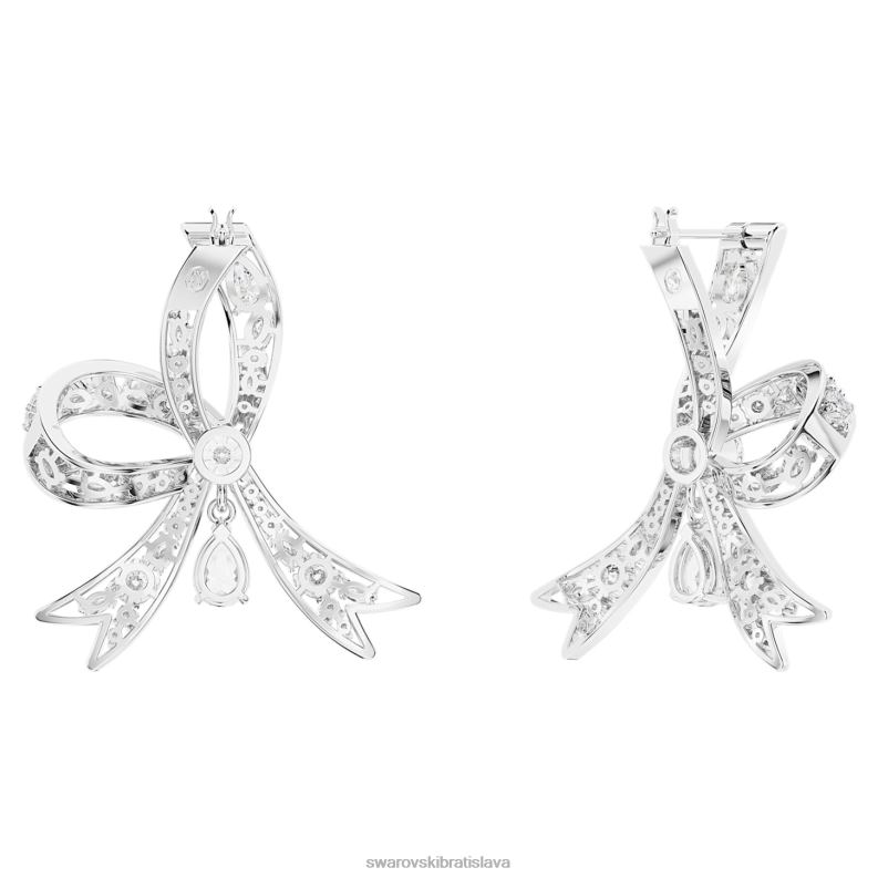 voltové náušnice mašlička, biela, rhodiovaná B8ZNT709 Swarovski šperky
