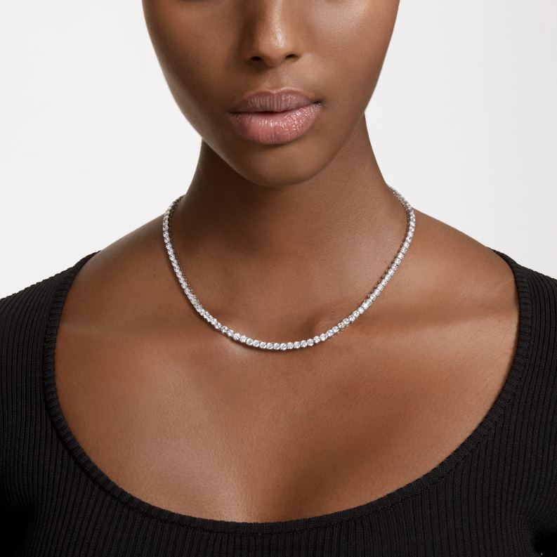 matrix tenisový set okrúhly výbrus, biely, rhodiovaný B8ZNT388 Swarovski šperky