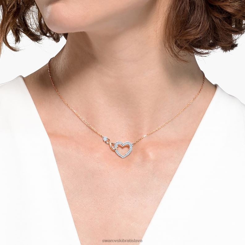 nekonečná sada nekonečno a srdce, biela, povrchová úprava zmiešaný kov B8ZNT386 Swarovski šperky