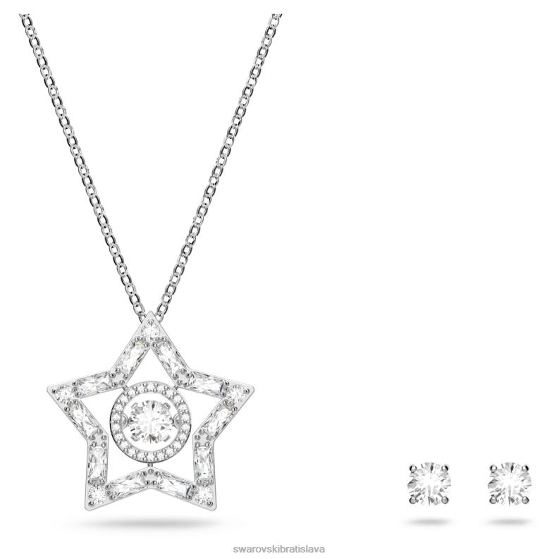 súprava stella zmiešané rezy, hviezdicové, biele, rhodiované B8ZNT405 Swarovski šperky