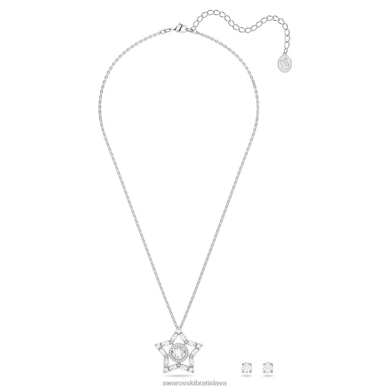 súprava stella zmiešané rezy, hviezdicové, biele, rhodiované B8ZNT405 Swarovski šperky