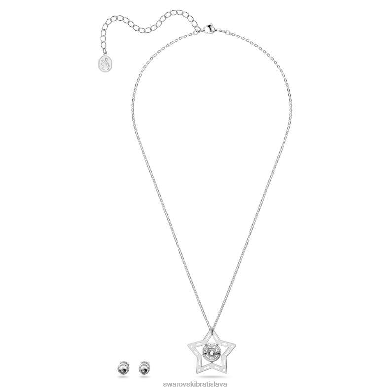 súprava stella zmiešané rezy, hviezdicové, biele, rhodiované B8ZNT405 Swarovski šperky
