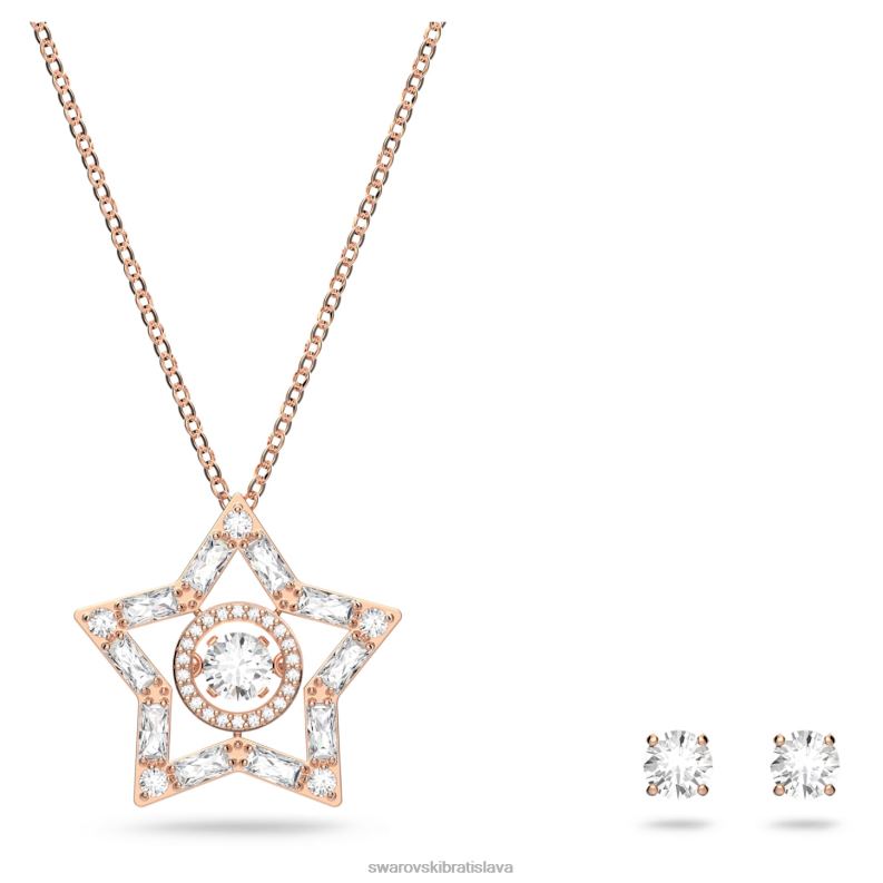 súprava stella zmiešané strihy, hviezdicové, biele, pozlátené ružovým zlatom B8ZNT406 Swarovski šperky