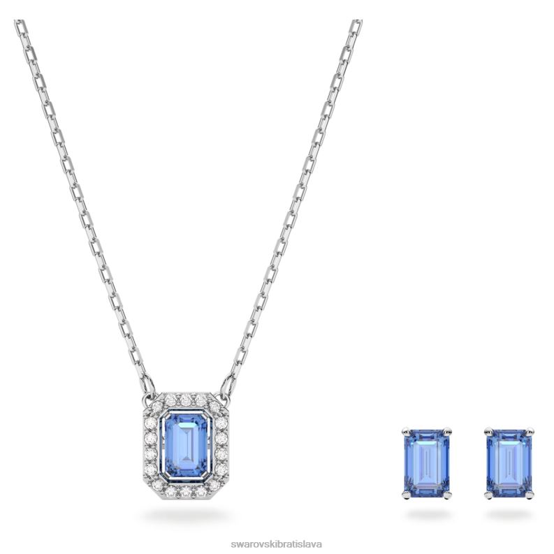 set tisícročí osemhranný výbrus, modrý, rhodiovaný B8ZNT385 Swarovski šperky