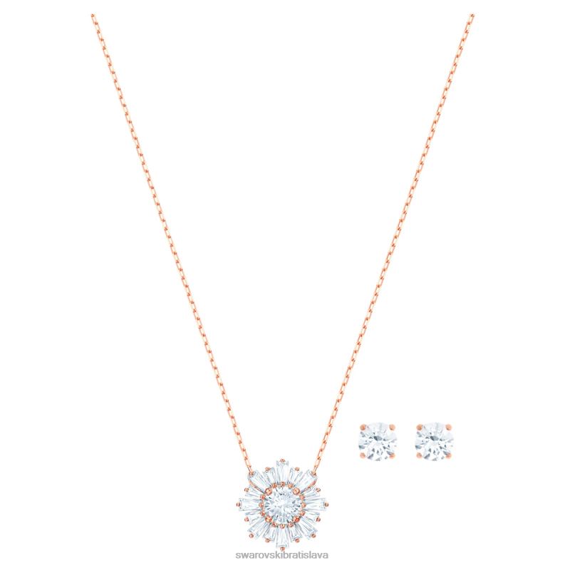slnečná súprava biele, pozlátené ružovým zlatom B8ZNT375 Swarovski šperky