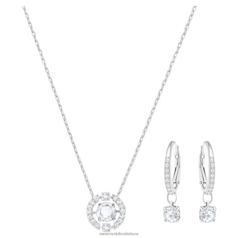 šumivý tanečný set okrúhly výbrus, biely, rhodiovaný B8ZNT413 Swarovski šperky