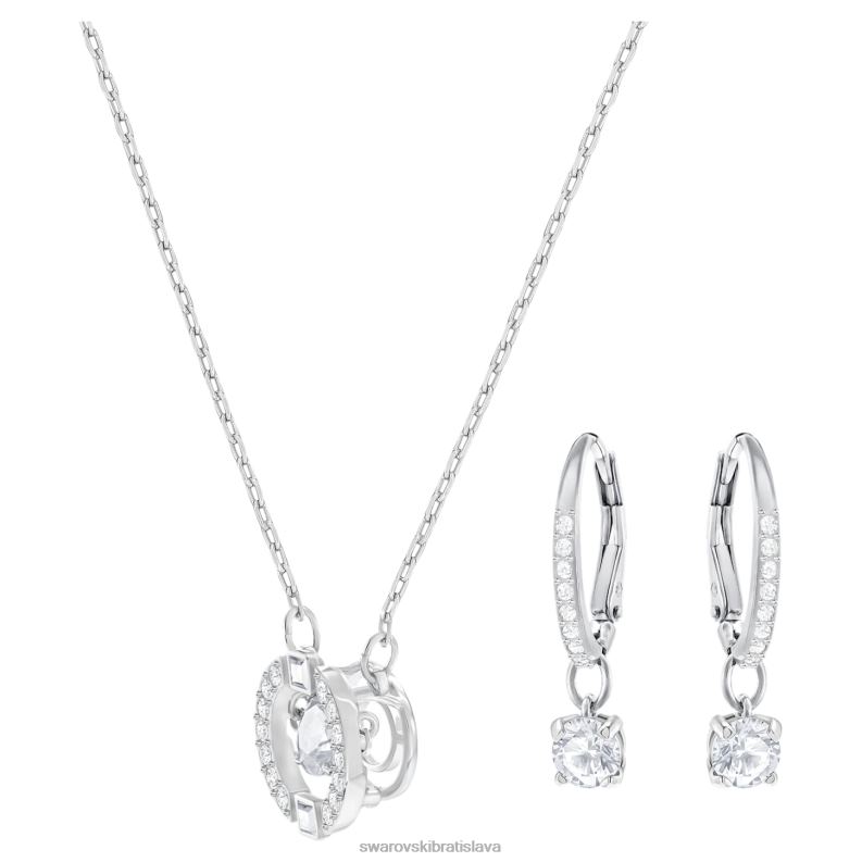 šumivý tanečný set okrúhly výbrus, biely, rhodiovaný B8ZNT413 Swarovski šperky
