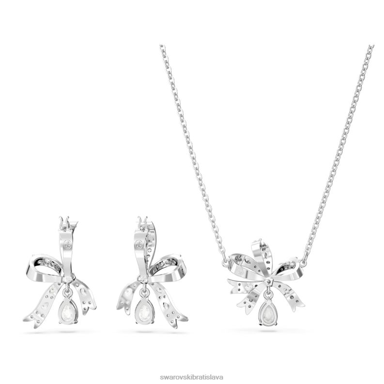 voltová súprava mašlička, biela, rhodiovaná B8ZNT383 Swarovski šperky