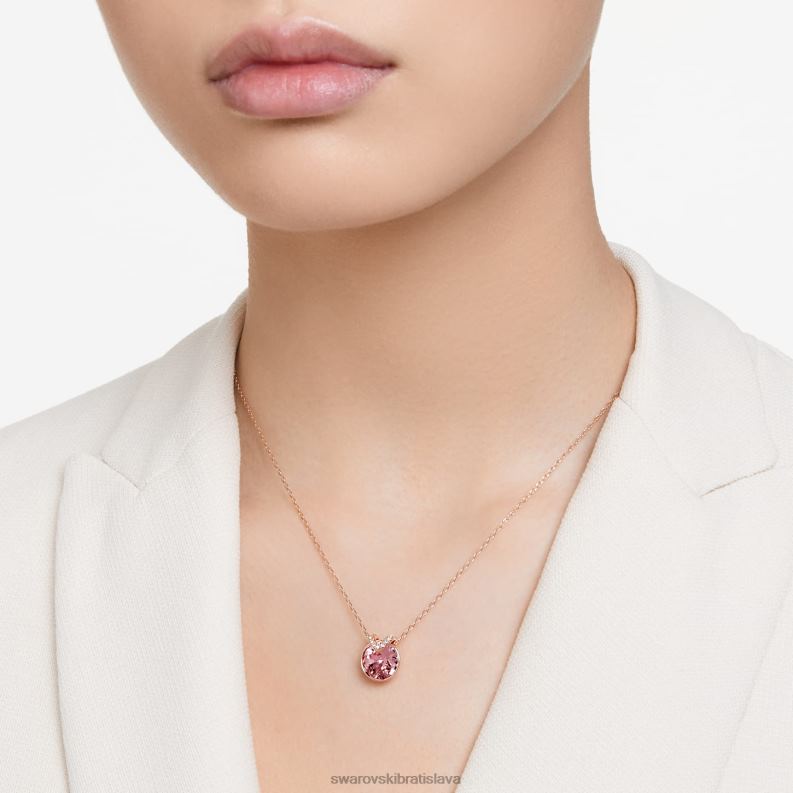 bella v prívesok okrúhly strih, ružové, pozlátené ružovým zlatom B8ZNT184 Swarovski šperky - Image 2