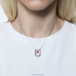 chroma náhrdelník osemhranný výbrus, ružový, rhodiovaný B8ZNT116 Swarovski šperky - Image 2