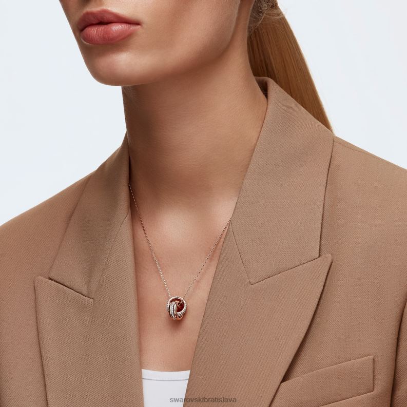 ďalej prívesok dlažba, prepletené kruhy, biele, pozlátené ružovým zlatom B8ZNT189 Swarovski šperky - Image 2
