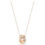 ďalej prívesok dlažba, prepletené kruhy, biele, pozlátené ružovým zlatom B8ZNT189 Swarovski šperky