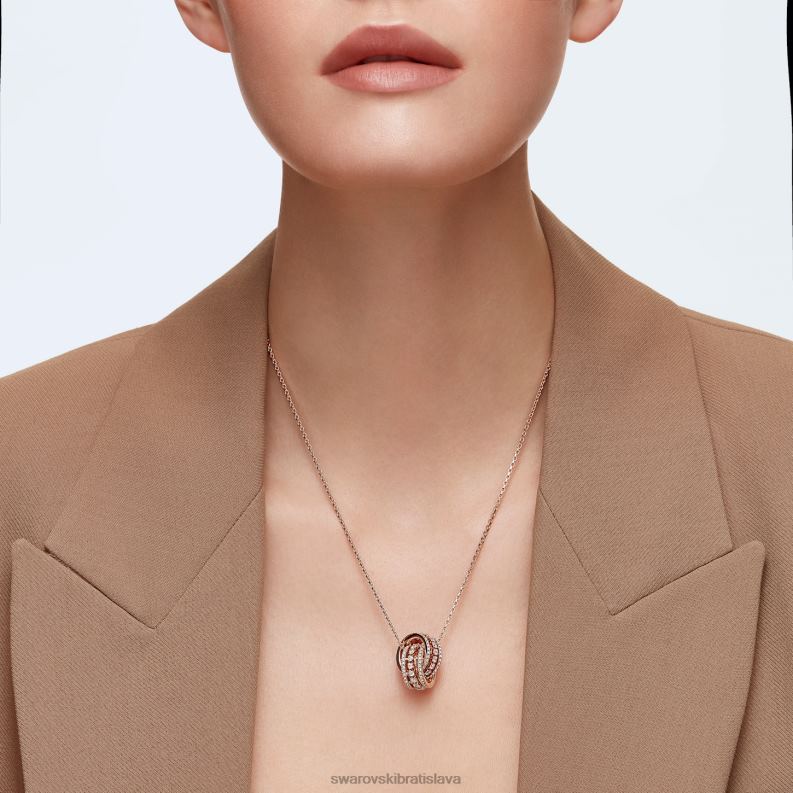 ďalej prívesok prepletené kruhy, biele, pozlátené ružovým zlatom B8ZNT197 Swarovski šperky - Image 2