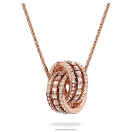 ďalej prívesok prepletené kruhy, biele, pozlátené ružovým zlatom B8ZNT197 Swarovski šperky