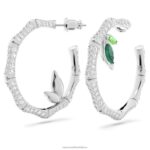 delliové kruhové náušnice bambus, zelený, rhodiovaný B8ZNT929 Swarovski šperky - Image 3