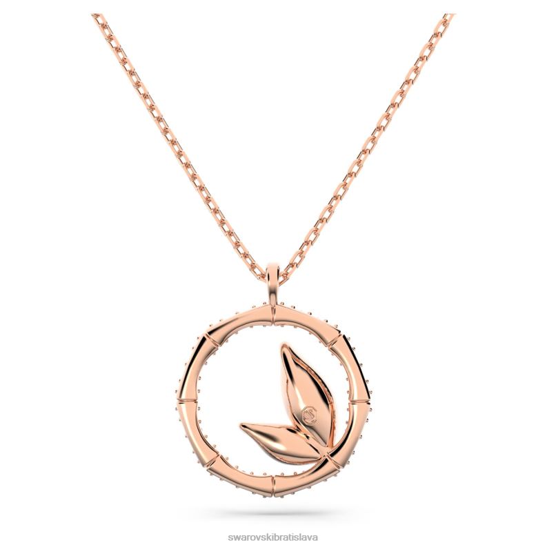 delliový náhrdelník okrúhly tvar, bambus, biela, pozlátené ružovým zlatom B8ZNT96 Swarovski šperky - Image 4