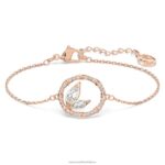 delliový náramok bambus, biely, pozlátený ružovým zlatom B8ZNT465 Swarovski šperky