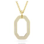 dextera prívesok v tvare osemuholníka, biele, pozlátené B8ZNT251 Swarovski šperky
