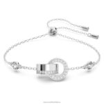dutý náramok zámková slučka, biela, rhodiovaná B8ZNT430 Swarovski šperky