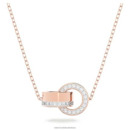dutý prívesok zámková slučka, biela, pozlátená ružovým zlatom B8ZNT215 Swarovski šperky