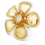 florere koktailový prsteň kvet, žltý, pozlátený B8ZNT1023 Swarovski šperky