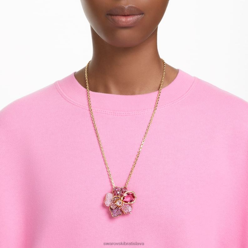 florere prívesok a brošňa dlažba, kvetina, ružová, pozlátená B8ZNT331 Swarovski šperky - Image 2