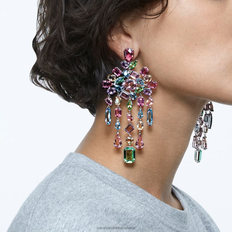 gema klipsové náušnice zmiešané rezy, luster, viacfarebné, rhodiované B8ZNT955 Swarovski šperky - Image 2