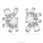 gema napichovacie náušnice zmiešané rezy, kvet, biela, rhodiované B8ZNT749 Swarovski šperky