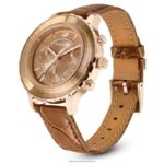 hodinky octea lux chrono švajčiarska výroba, kožený remienok, hnedá, zlatá povrchová úprava B8ZNT1150 Swarovski príslušenstvo - Image 3
