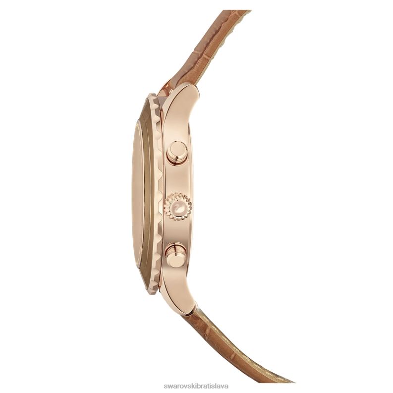 hodinky octea lux chrono švajčiarska výroba, kožený remienok, hnedá, zlatá povrchová úprava B8ZNT1150 Swarovski príslušenstvo - Image 7