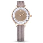 hodinky octea nova švajčiarska výroba, kožený remienok, béžová, povrchová úprava v ružovom zlate B8ZNT1184 Swarovski príslušenstvo