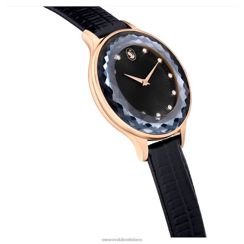 hodinky octea nova švajčiarska výroba, kožený remienok, čierny, povrchová úprava ružové zlato B8ZNT1181 Swarovski príslušenstvo - Image 6