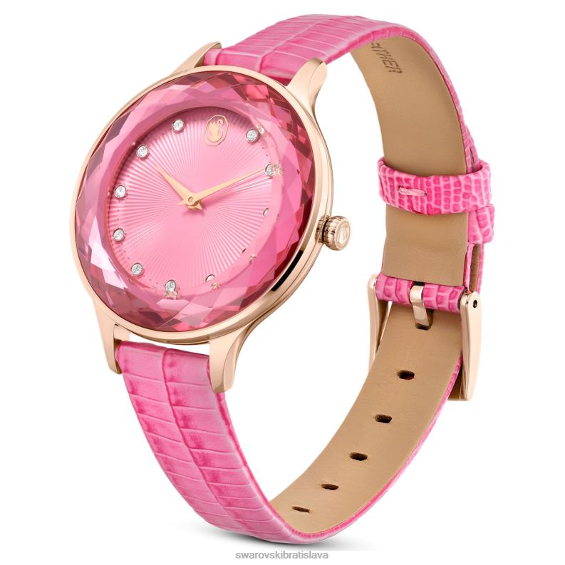 hodinky octea nova švajčiarska výroba, kožený remienok, ružová, povrchová úprava v ružovom zlate B8ZNT1179 Swarovski príslušenstvo - Image 3