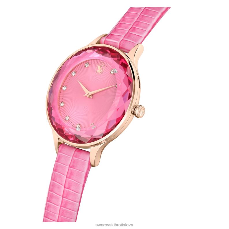 hodinky octea nova švajčiarska výroba, kožený remienok, ružová, povrchová úprava v ružovom zlate B8ZNT1179 Swarovski príslušenstvo - Image 5
