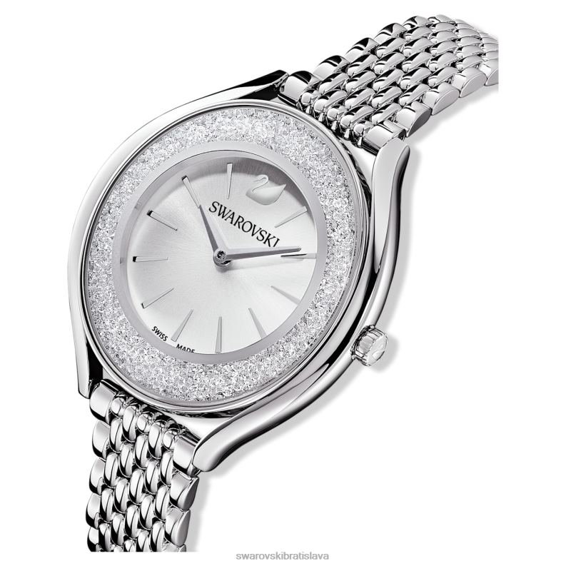 hodinky s kryštalickou aurou švajčiarska výroba, kovový náramok, strieborný tón, nehrdzavejúca oceľ B8ZNT1235 Swarovski príslušenstvo - Image 5