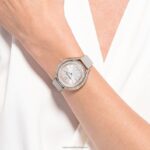 hodinky s kryštalickou aurou švajčiarska výroba, kožený remienok, sivá, povrchová úprava ružové zlato B8ZNT1183 Swarovski príslušenstvo - Image 2