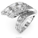 hyperbola koktailový prsteň uhlíkovo neutrálny oxid zirkoničitý, zmiešané rezy, biely, rhodiovaný B8ZNT996 Swarovski šperky - Image 3