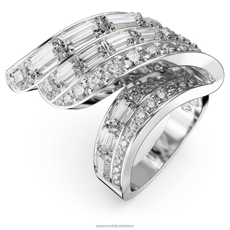 hyperbola koktailový prsteň uhlíkovo neutrálny oxid zirkoničitý, zmiešané rezy, biely, rhodiovaný B8ZNT996 Swarovski šperky - Image 3