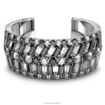 hyperbola manžeta zmiešané strihy, čierne, rhodiované B8ZNT626 Swarovski šperky