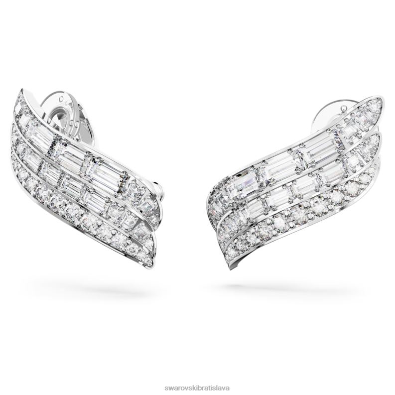 hyperbola náušnice uhlíkovo neutrálny oxid zirkoničitý, zmiešané rezy, biely, rhodiovaný B8ZNT973 Swarovski šperky - Image 3