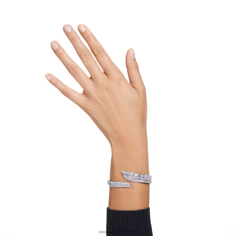 hyperbolový náramok uhlíkovo neutrálny oxid zirkoničitý, zmiešané rezy, biely, rhodiovaný B8ZNT591 Swarovski šperky - Image 2