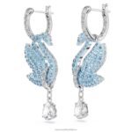 ikonické labutie náušnice labuť, modrá, rhodiovaná B8ZNT835 Swarovski šperky - Image 4