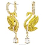 ikonické labutie náušnice labuť, žltá, pozlátená B8ZNT807 Swarovski šperky
