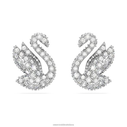 ikonické napichovacie náušnice labute labuť, biela, rhodiovaná B8ZNT707 Swarovski šperky