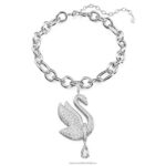 ikonický labutí choker labuť, biela, rhodiovaná B8ZNT363 Swarovski šperky
